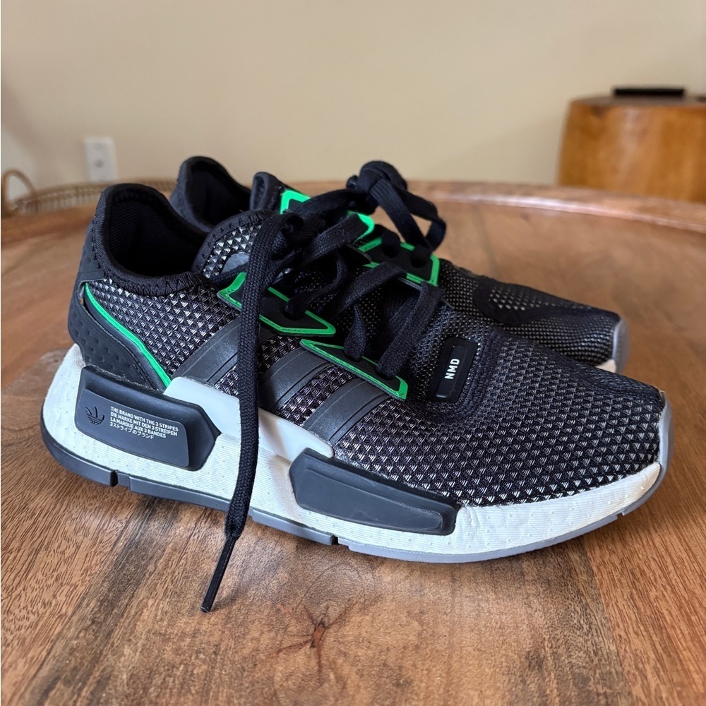 Adidas Kids Originals NMD G1 Running Shoes Sneakers Lace Up Black Green Size 4